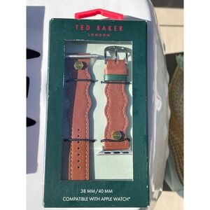 Ted Baker London‎ Wavy Leather Watch Strap Band for 38mm 40mm Apple Watch Brown